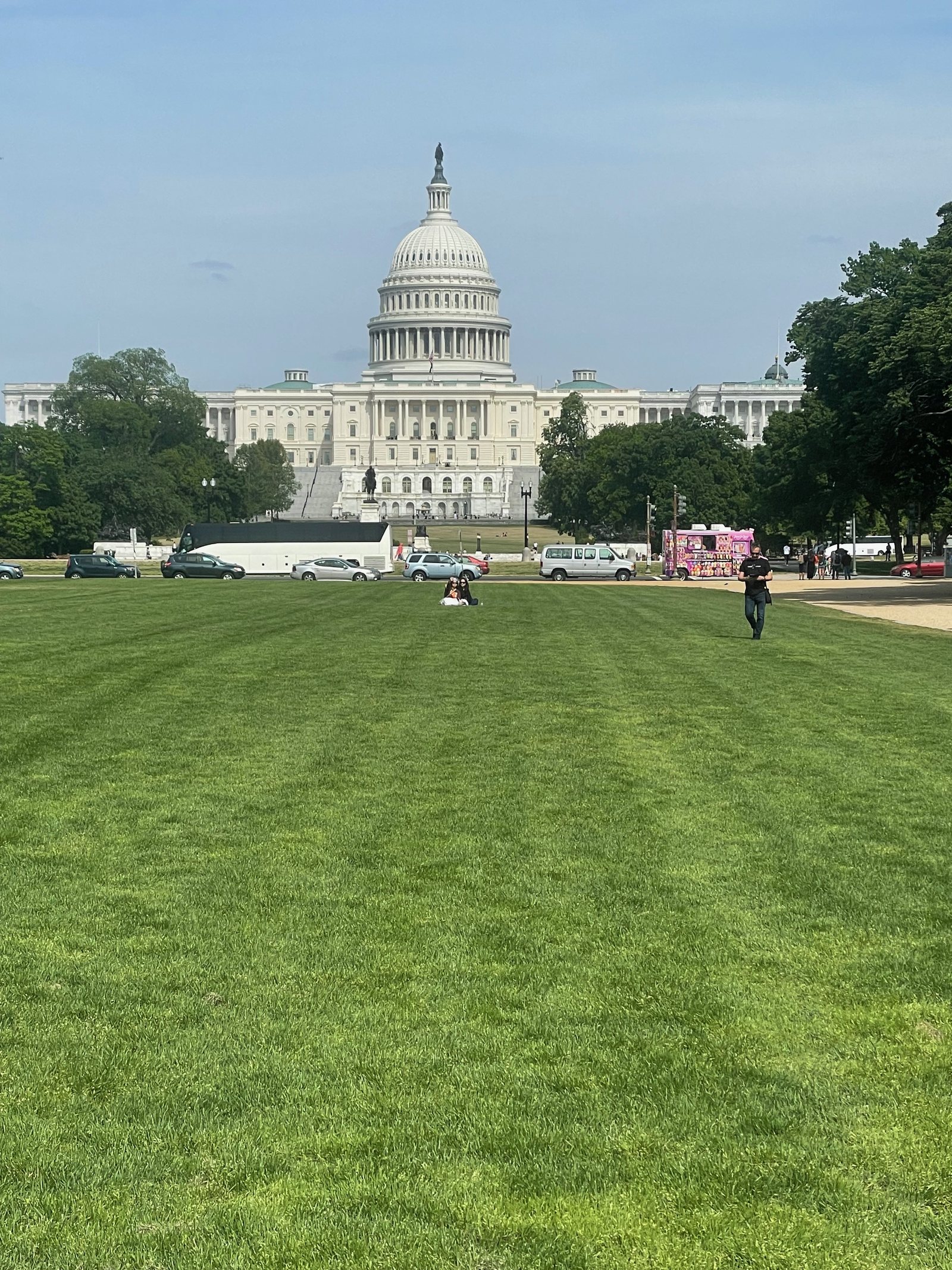 The U.S. Capitol from the National Mall on a clear day