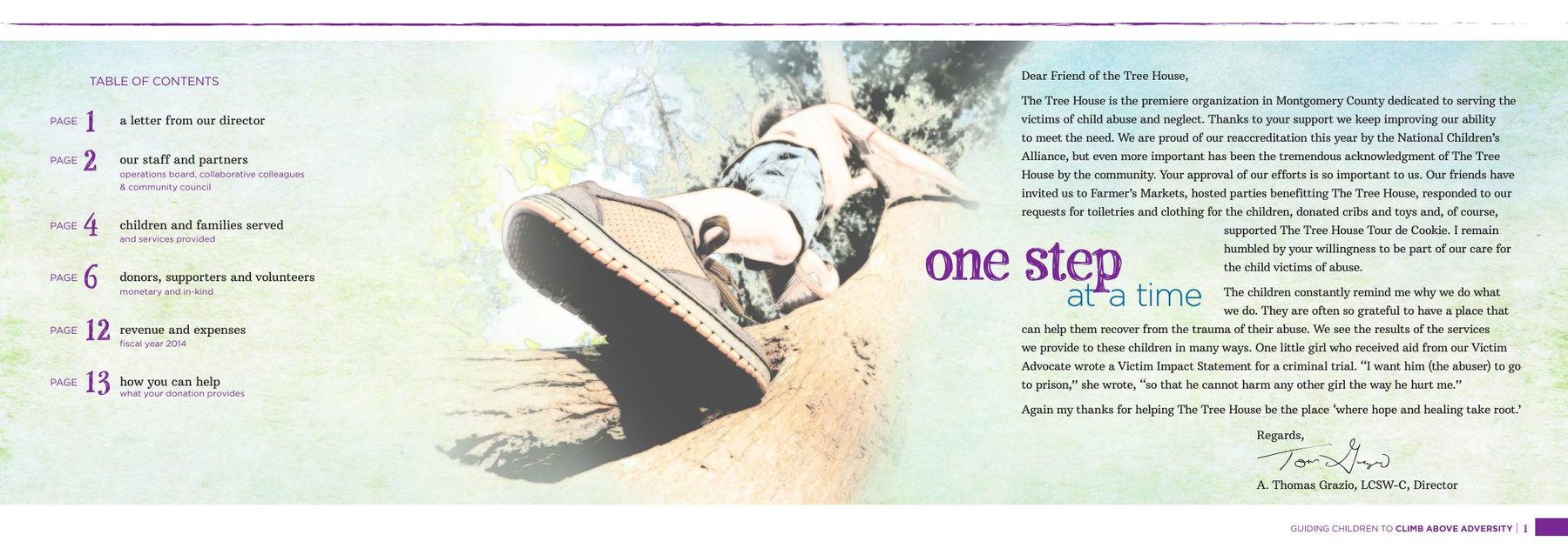 Tree House 2014 Annual Report, page 2: A letter from the director