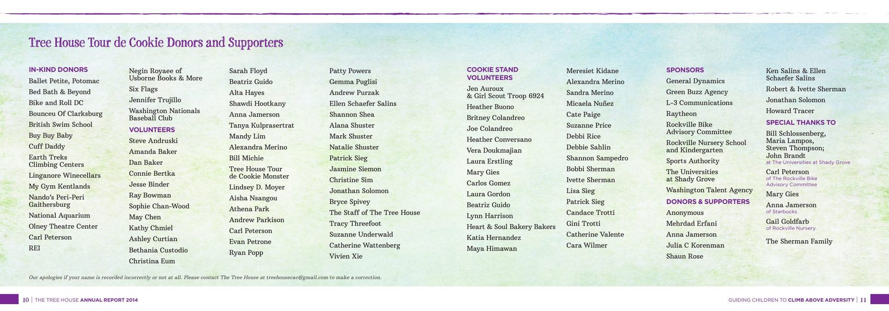Tree House 2014 Annual Report, page 7: Revenue and expenses